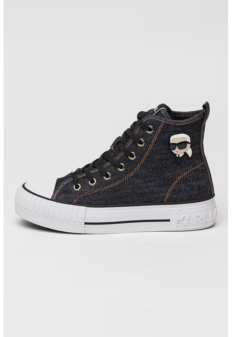 Karl Lagerfeld Tenisi high-top de denim - Alb/Negru/Bleumarin