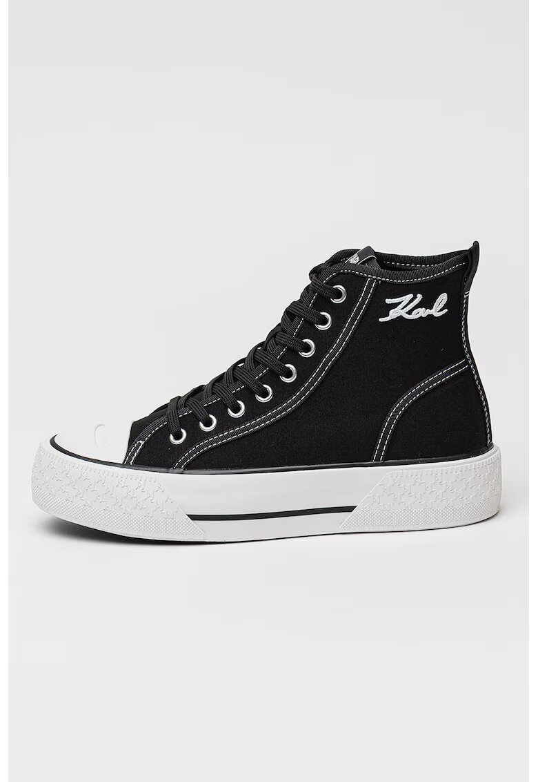 Karl Lagerfeld Tenisi high-top de denim cu logo - Alb/Negru