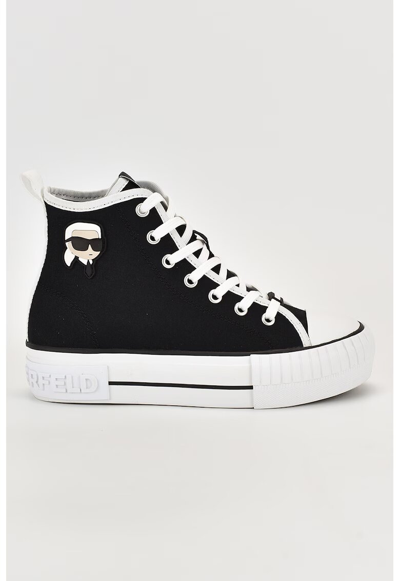 Karl Lagerfeld Tenisi mid-high cu detalii logo - Alb/Negru stins