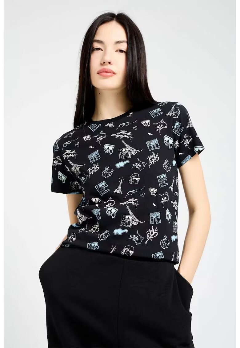 Karl Lagerfeld Tricou Aop Karl Whimsical - Negru