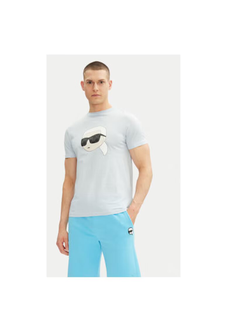 Karl Lagerfeld Tricou barbati 755073 552251 - Bumbac organic - Albastru deschis - Albastru deschis