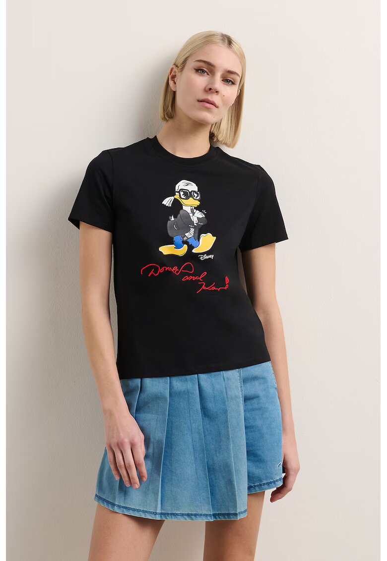 Karl Lagerfeld Tricou cu imprimeu si text brodat - Negru