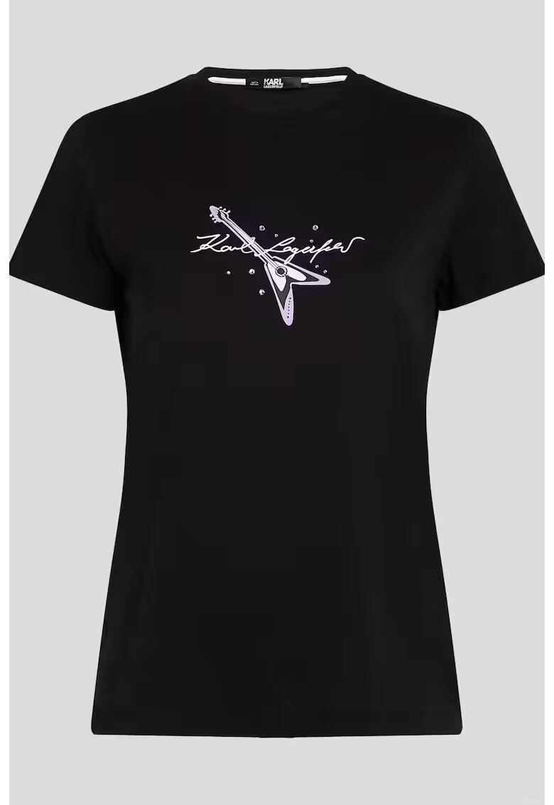 Karl Lagerfeld Tricou dama din bumbac 24WW1717 - Negru