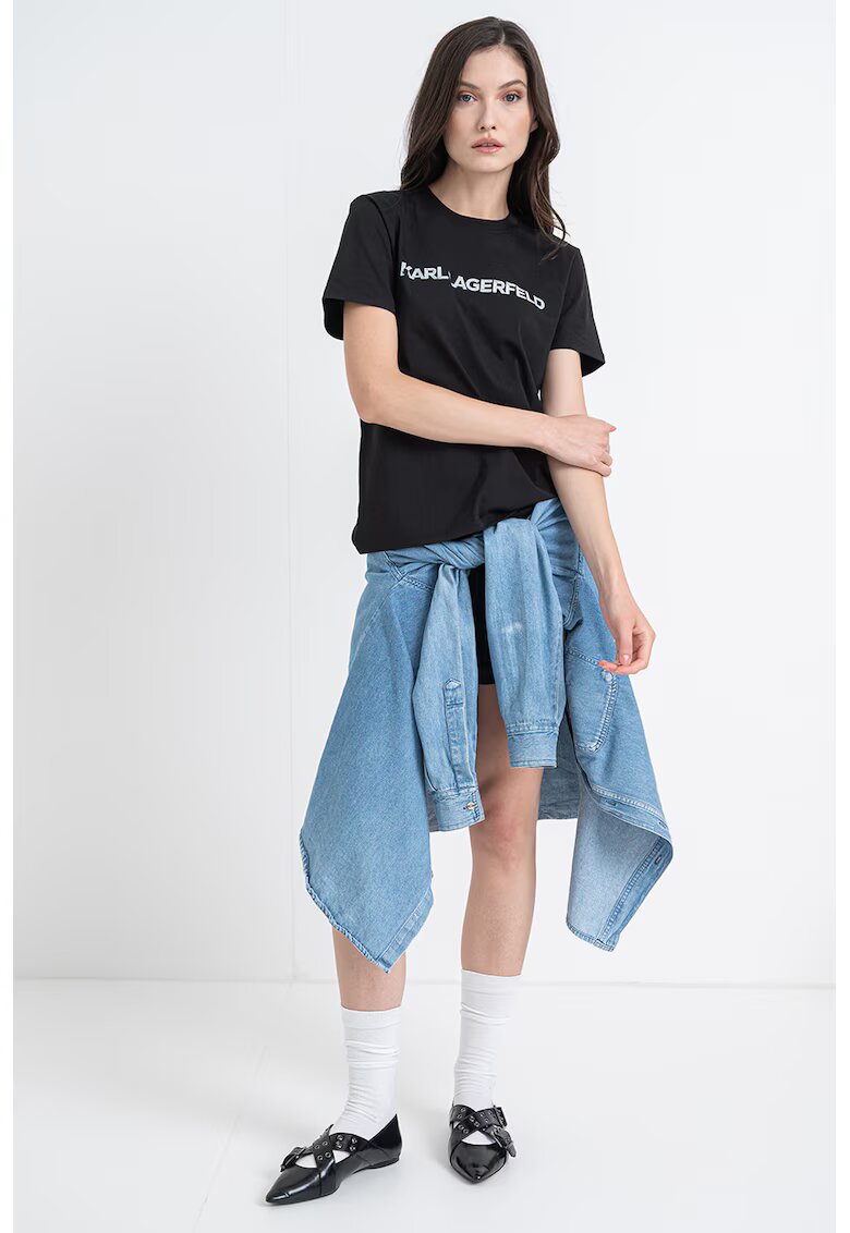 Karl Lagerfeld Tricou de bumbac organic cu imprimeu logo - Negru