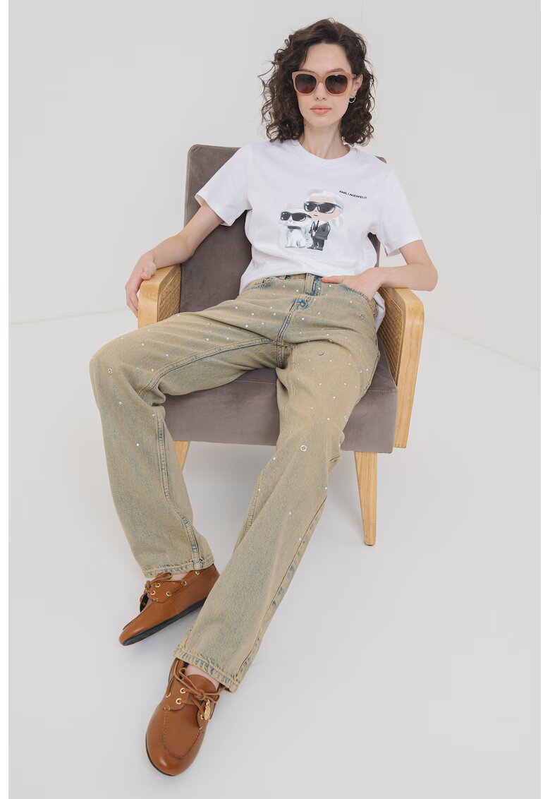 Karl Lagerfeld Tricou de bumbac organic Ikon Duo - Alb/Negru