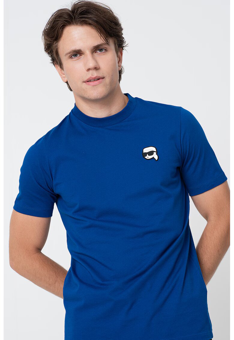 Karl Lagerfeld Tricou din bumbac cu logo - Alb/Negru/Albastru royal