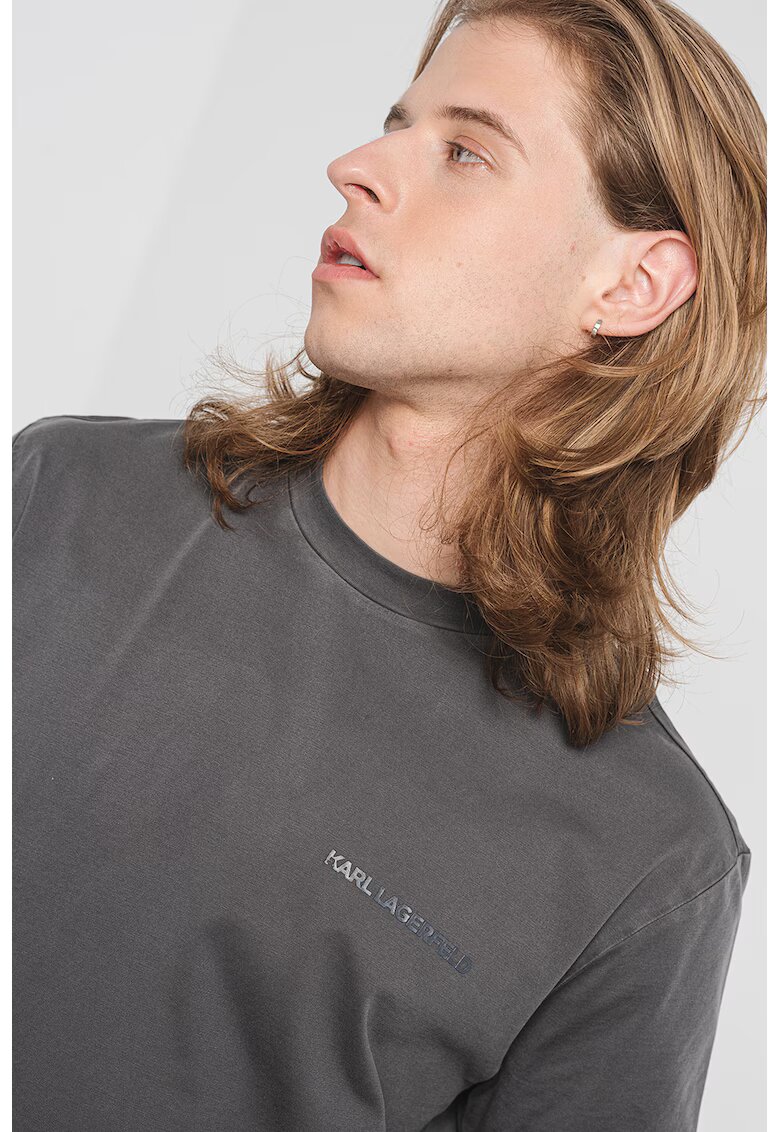 Karl Lagerfeld Tricou din bumbac cu logo - Gri inchis