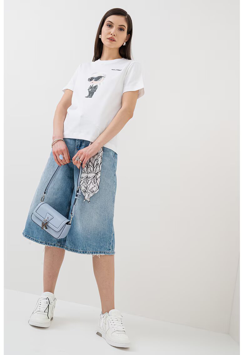 Karl Lagerfeld Tricou din bumbac organic cu imprimeu - Alb optic