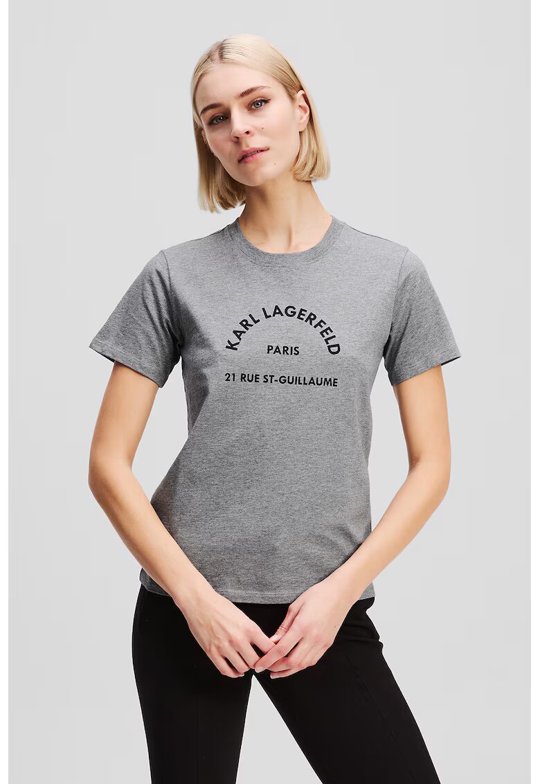 Karl Lagerfeld Tricou din bumbac organic cu imprimeu - Gri melange