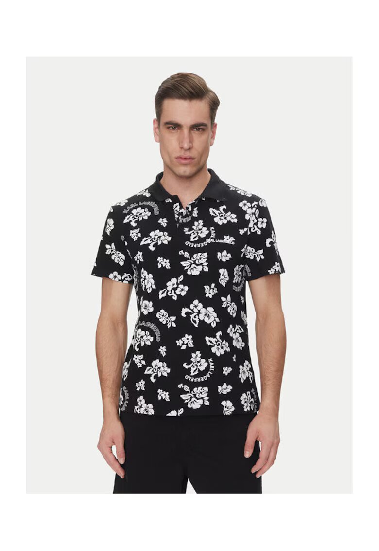Karl Lagerfeld Tricou polo barbati A2M46036 - Bumbac - Negru - Negru