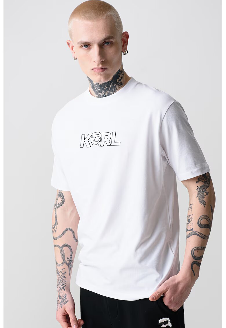 Karl Lagerfeld Tricou regular fit cu imprimeu logo - Alb optic