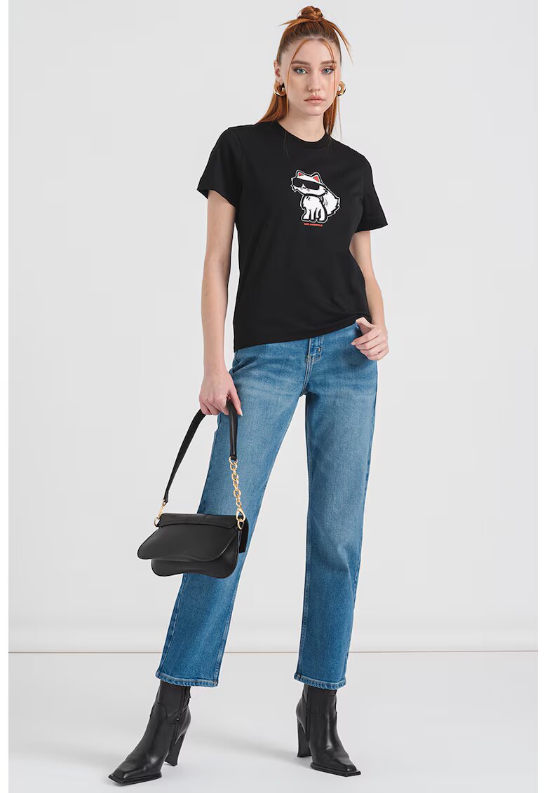 Karl Lagerfeld Tricou regular fit din bumbac organic cu imprimeu pe piept - Rosu/Negru/Alb optic