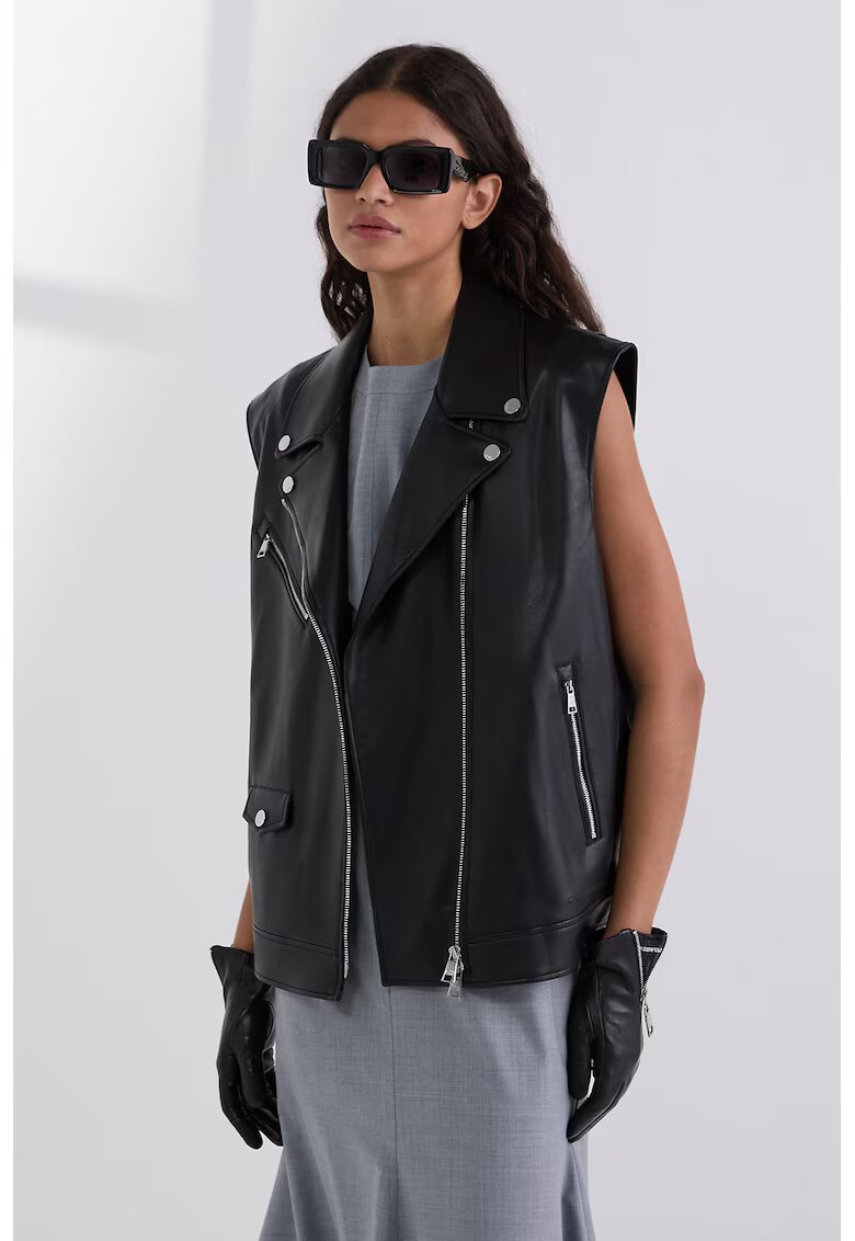 Karl Lagerfeld Vesta din piele ecologica cu revere decupate - Negru