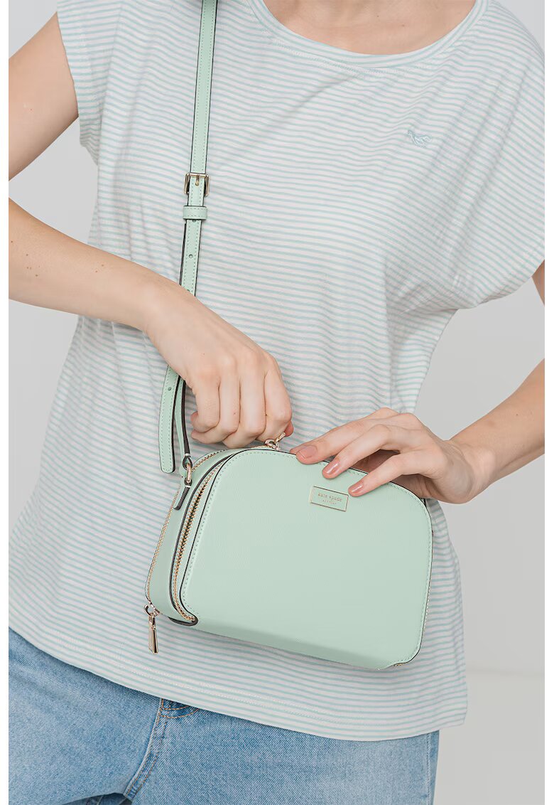 KATE SPADE Geanta crossbody de piele cu doua compartimente Serena - Verde deschis