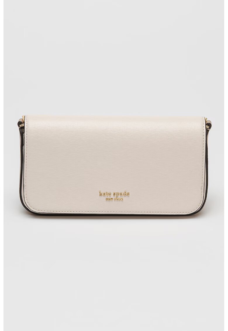 KATE SPADE Geanta crossbody Devin Saffiano din piele - Alb fildes/Maro taupe - 10.8 x 20.3 x 5.7 cm