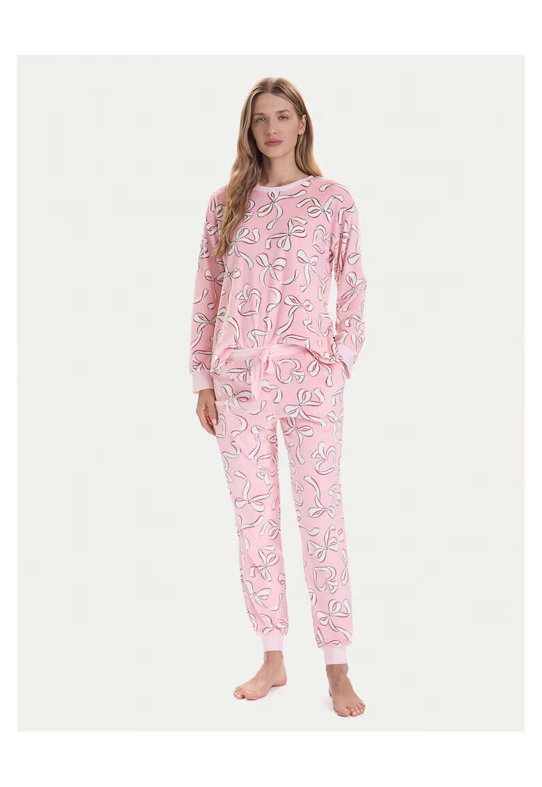 KATE SPADE Pijama dama roz - cu imprimeu