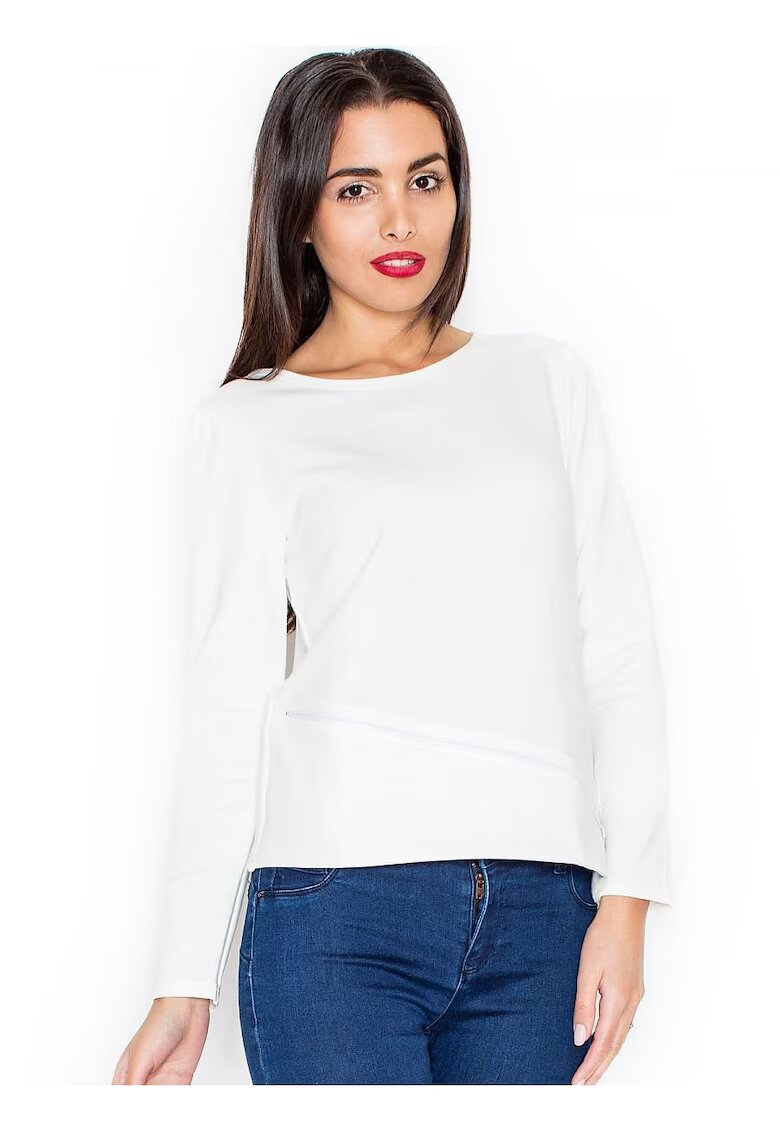 KATRUS Bluza dama eleganta - maneci lungi - bej - bumbac 95% elastan 5%