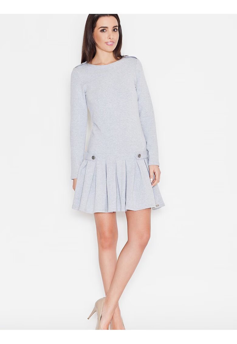 KATRUS Rochie de zi gri - casual - cu maneca lunga