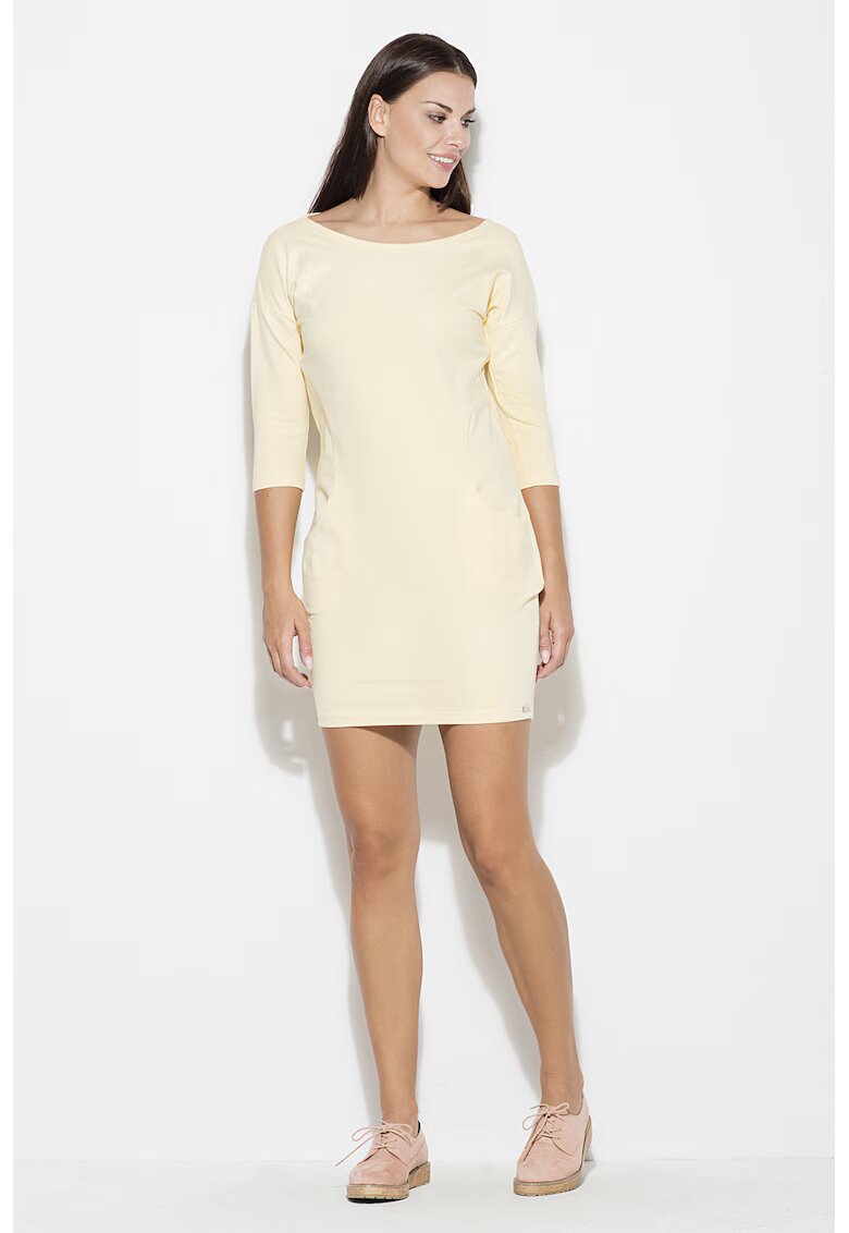 KATRUS Rochie K181 - galben - bumbac -