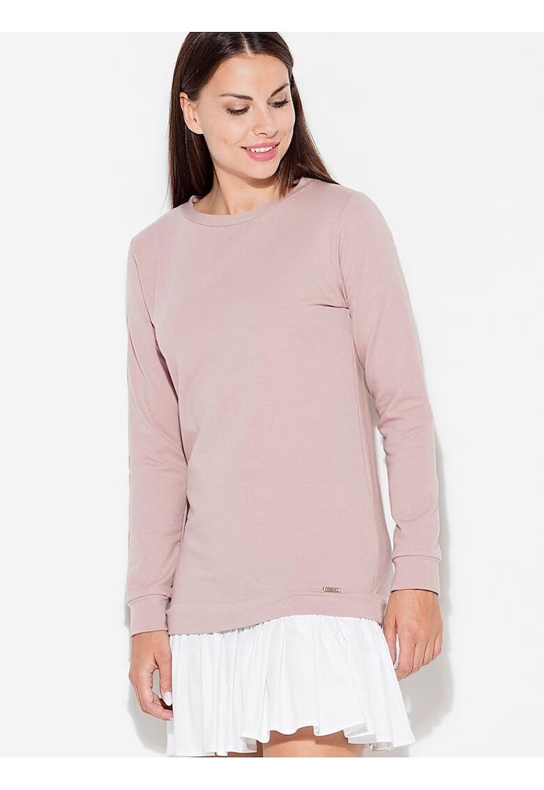 KATRUS Rochie maneca lunga - volan - bumbac - alb