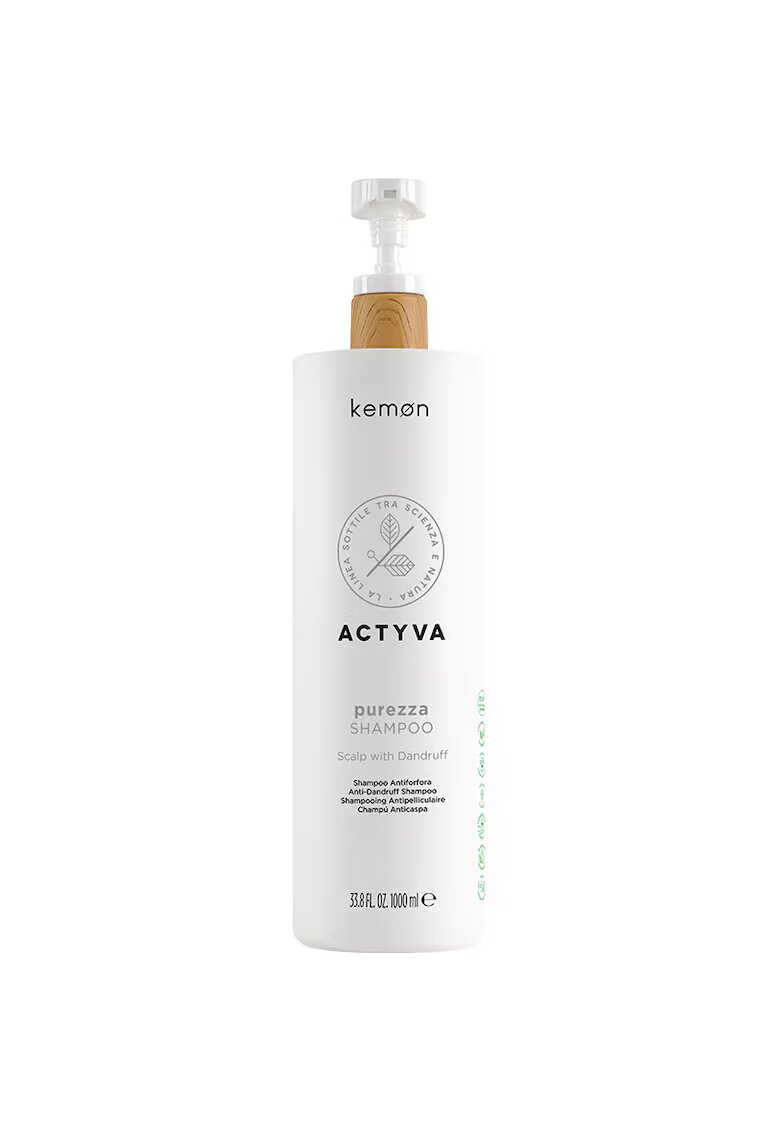 Kemon Actyva Purezza Shampoo sampon pentru curatare profunda anti matreata pentru par normal cu tendinta de ingrasare 1000 ml