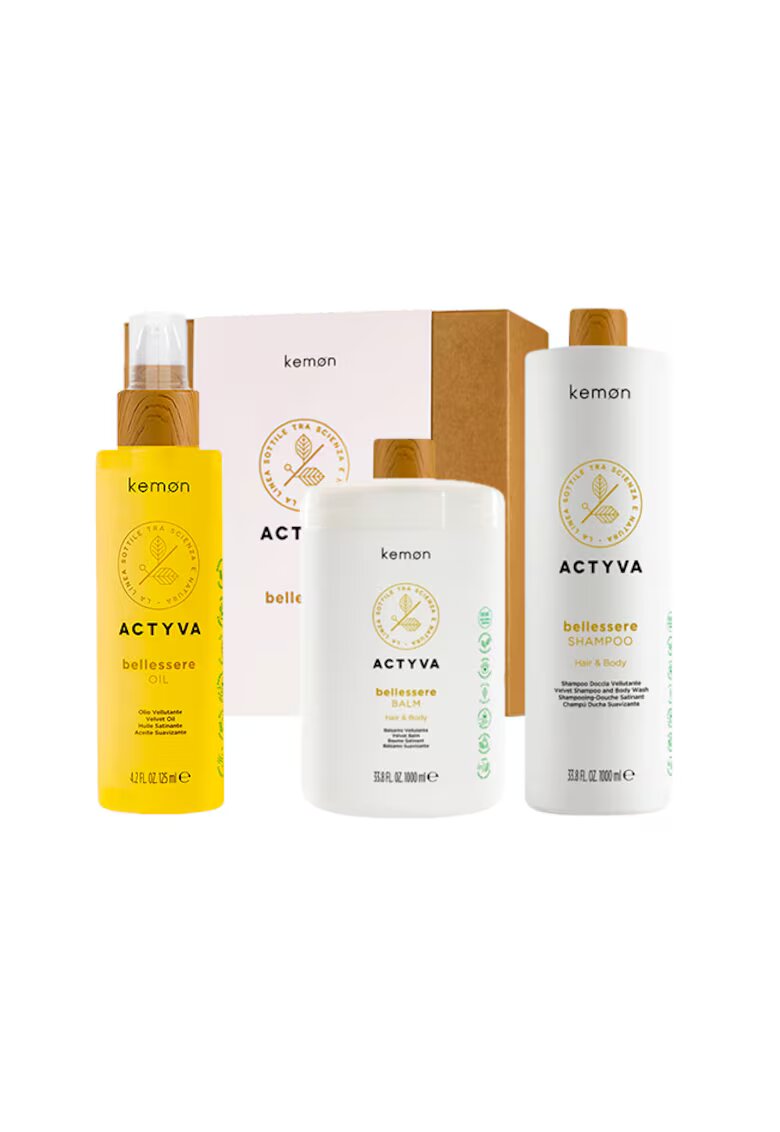 Kemon Set Actyva Bellessere - Sampon 1000 ml - Balsam 1000 ml - Ulei 125 ml