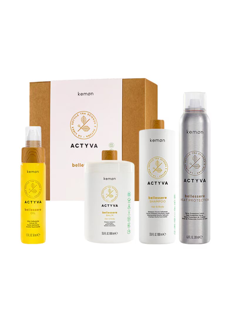 Kemon Set Actyva Bellessere - Sampon 1000 ml - Balsam 1000 ml - Ulei 50 ml - Spray 200 ml