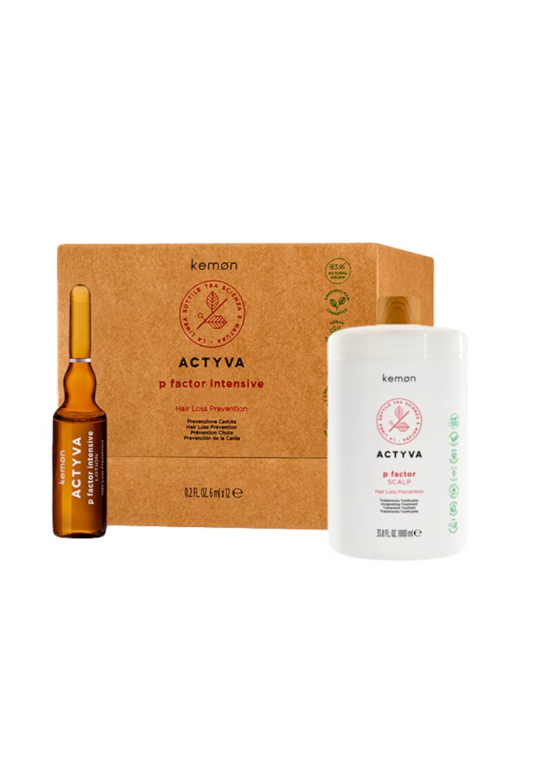 Kemon Set anti-caderea parului Actyva P Factor - Tratament 1000 ml - Lotiune 12 x 6 ml