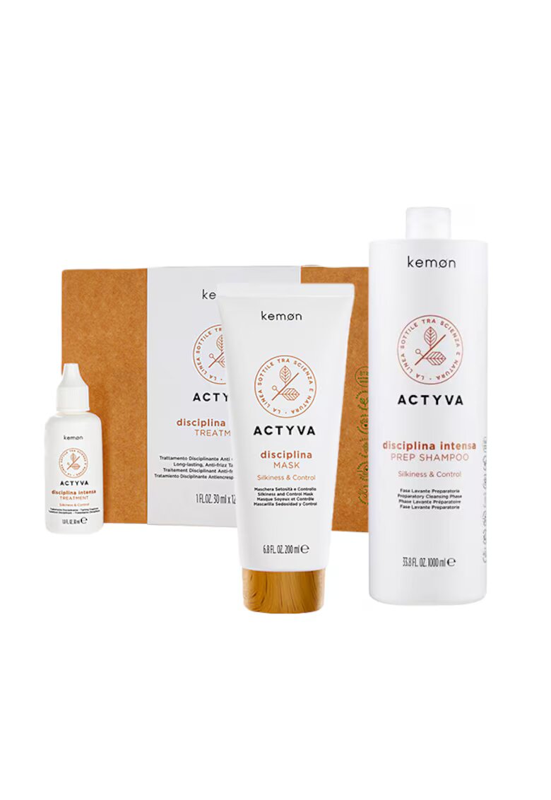 Kemon Set de disciplinare Actyva Disciplina - Sampon preparator 1000 ml - Masca 200 ml - Serum 12 x 30 ml