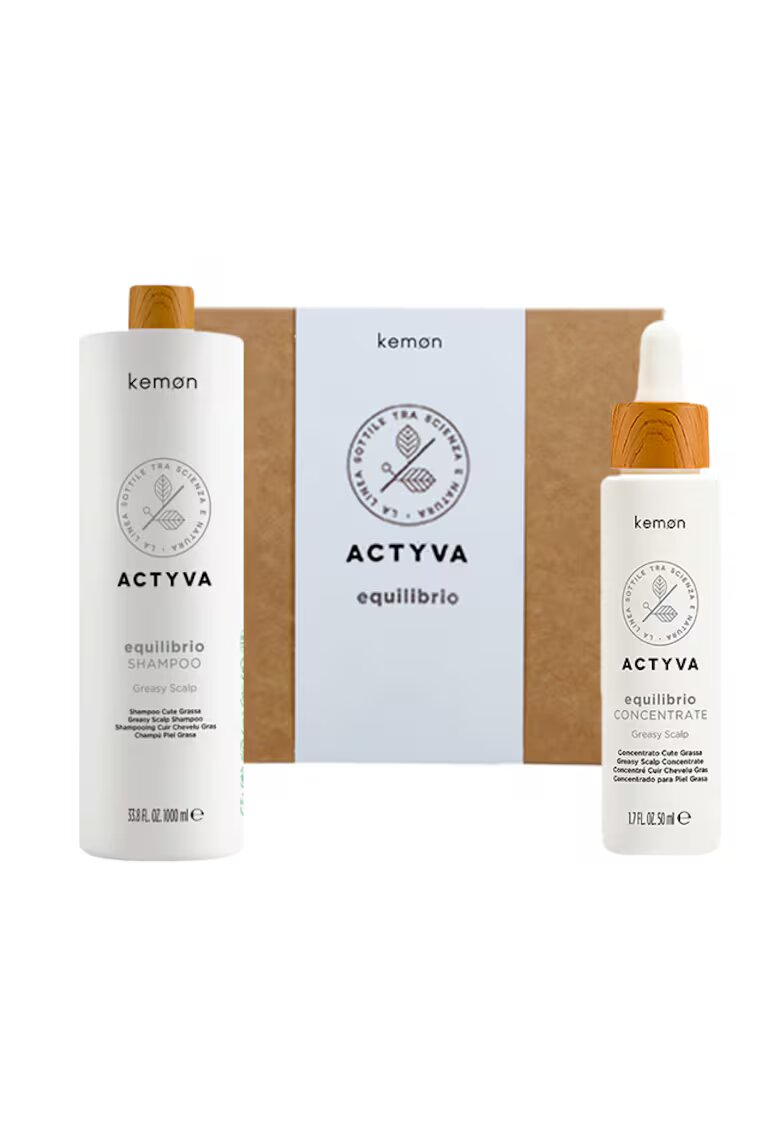 Kemon Set pentru echilibrare scalp Actyva Equilibrio - Sampon 1000 ml - Tratament 50 ml