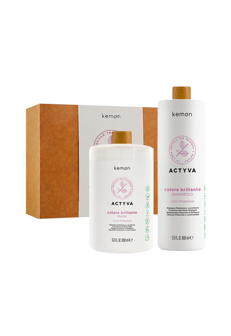 Kemon Set pentru par vopsit Actyva Colore Brillante: Sampon 1000 ml - Masca 1000 ml