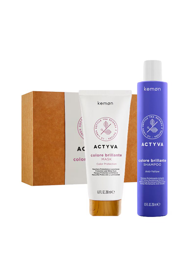 Kemon Set pentru par vopsit Actyva Colore Brillante: Sampon 250 ml - Masca 200 ml