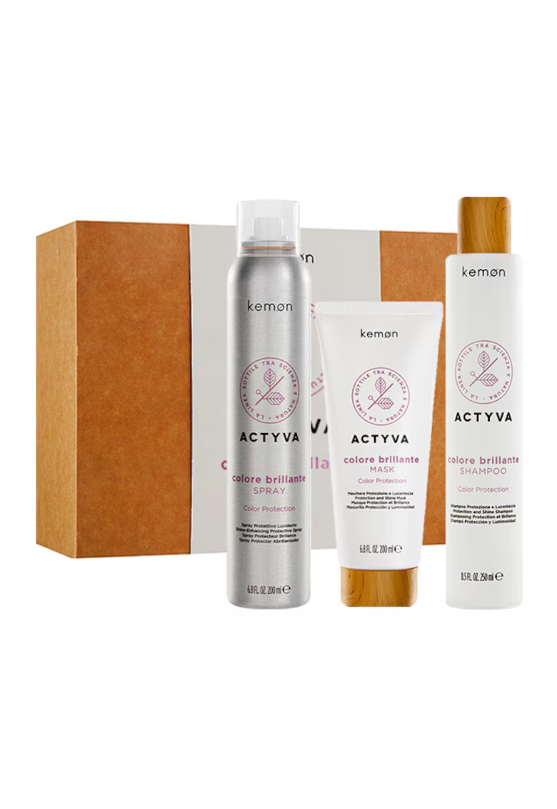 Kemon Set pentru par vopsit Actyva Colore Brillante: Sampon 250 ml - Spray 200 ml - Masca 200 ml