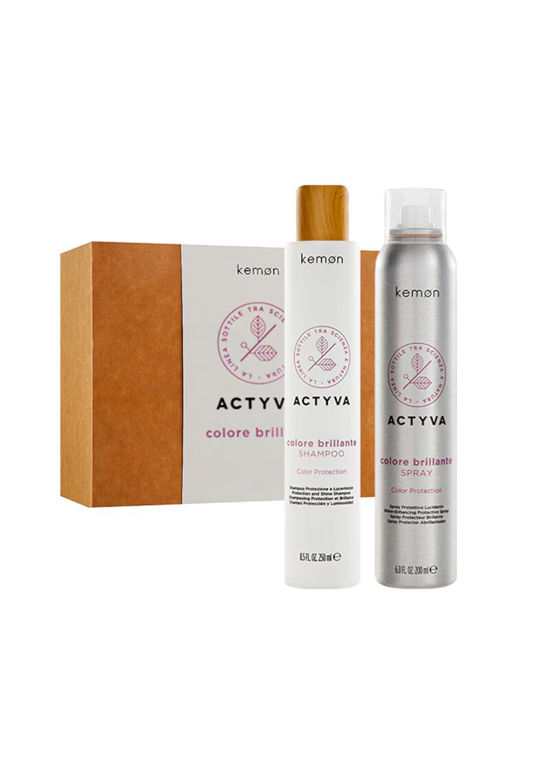 Kemon Set pentru par vopsit Actyva Colore Brillante: Sampon 250 ml - Spray pentru protectia culorii 200 ml