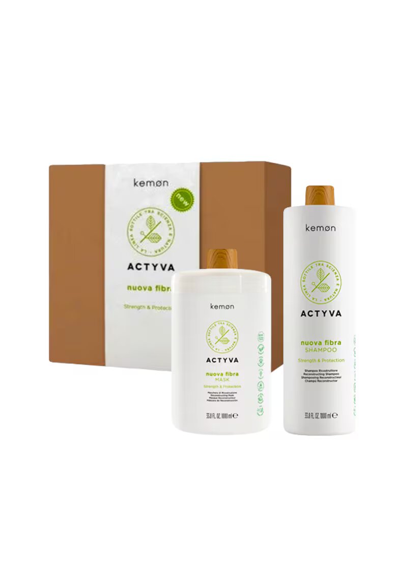 Kemon Set pentru par vopsit Actyva Nuova Fibra: Sampon 1000 ml - Masca 1000 ml