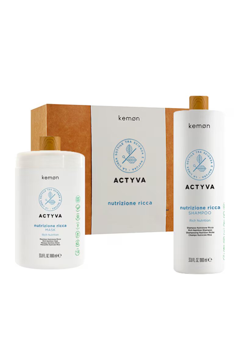 Kemon Set pentru par vopsit Actyva Nutrizione Ricca: Sampon 1000 ml - Masca 1000 ml