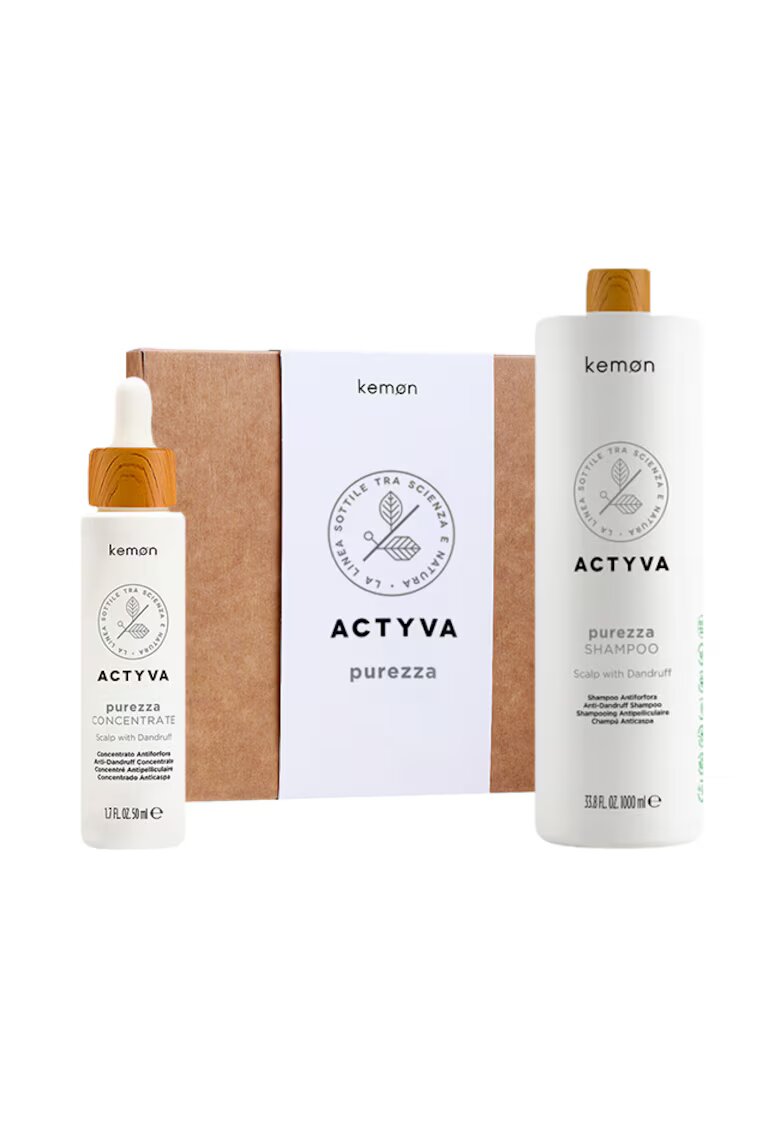 Kemon Set pentru purificare scalp Actyva Purezza - Sampon 1000 ml - Tratament 50 ml
