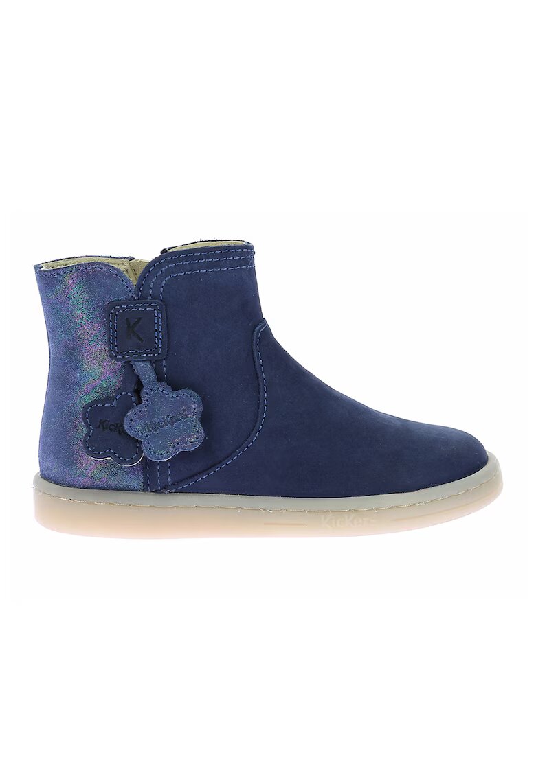 Kickers Ghete din piele cu fermoar - Albastru inchis
