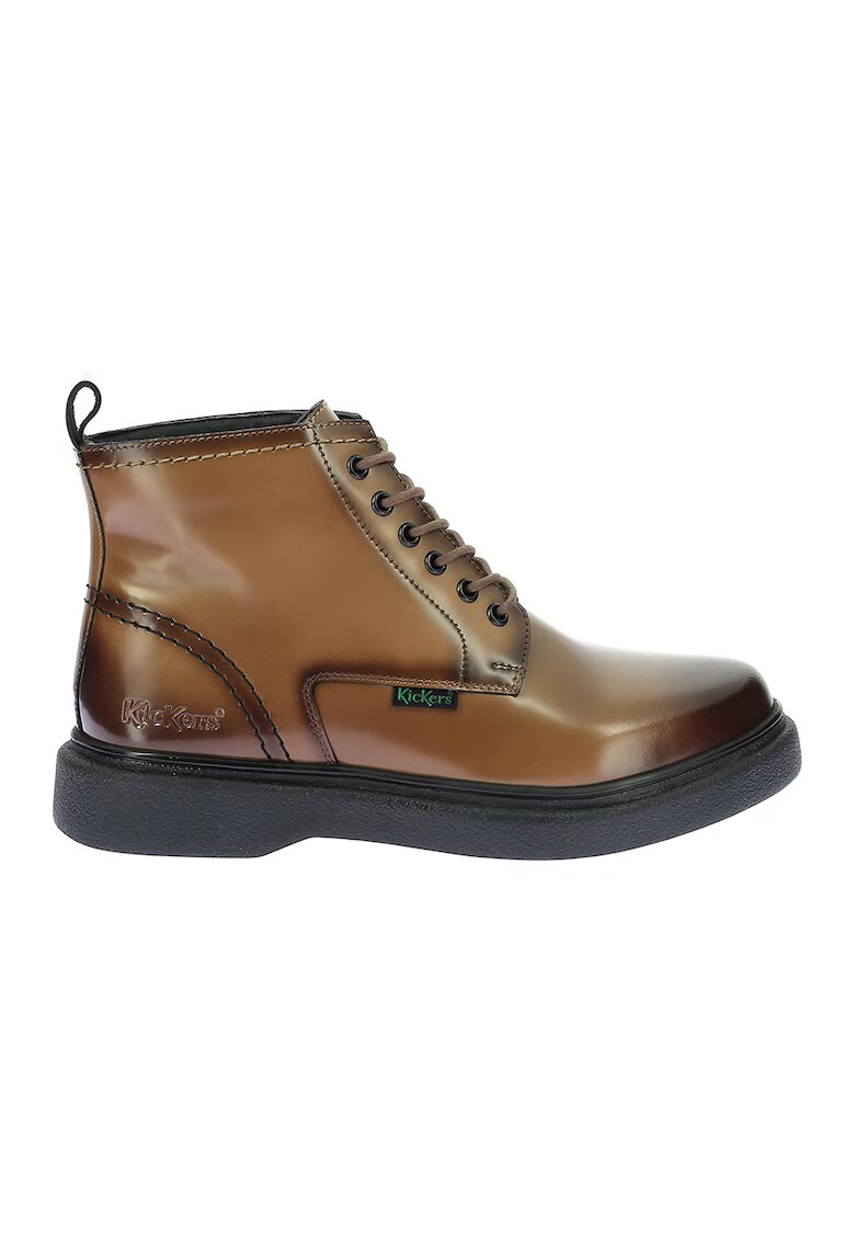Kickers Ghete din piele cu sireturi - Maro deschis