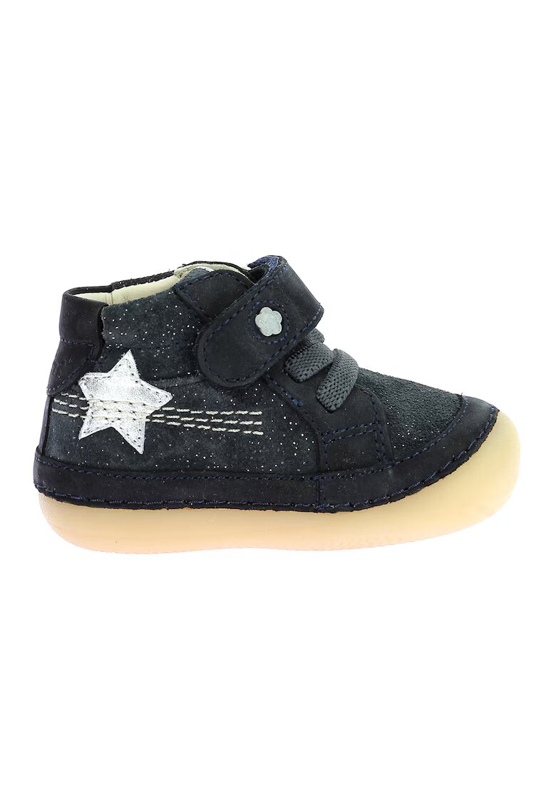 Kickers Pantofi de piele intoarsa cu velcro - Albastru ultramarin/Argintiu