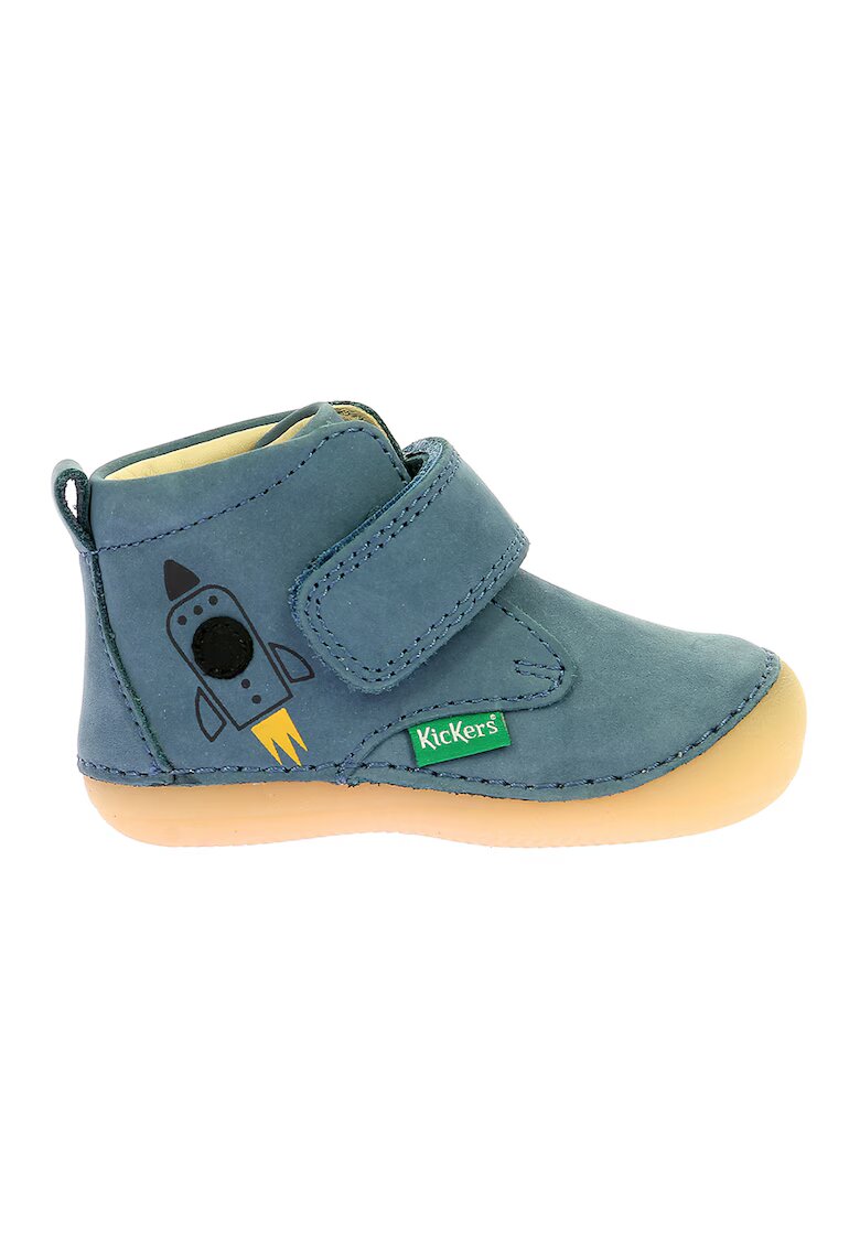 Kickers Pantofi din piele cu inchidere velcro - Albastru prafuit