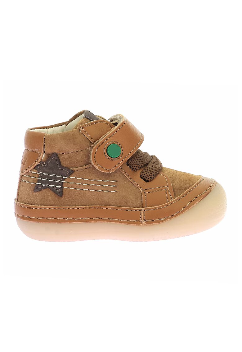 Kickers Pantofi din piele intoarsa si piele cu inchidere velcro - Caramel