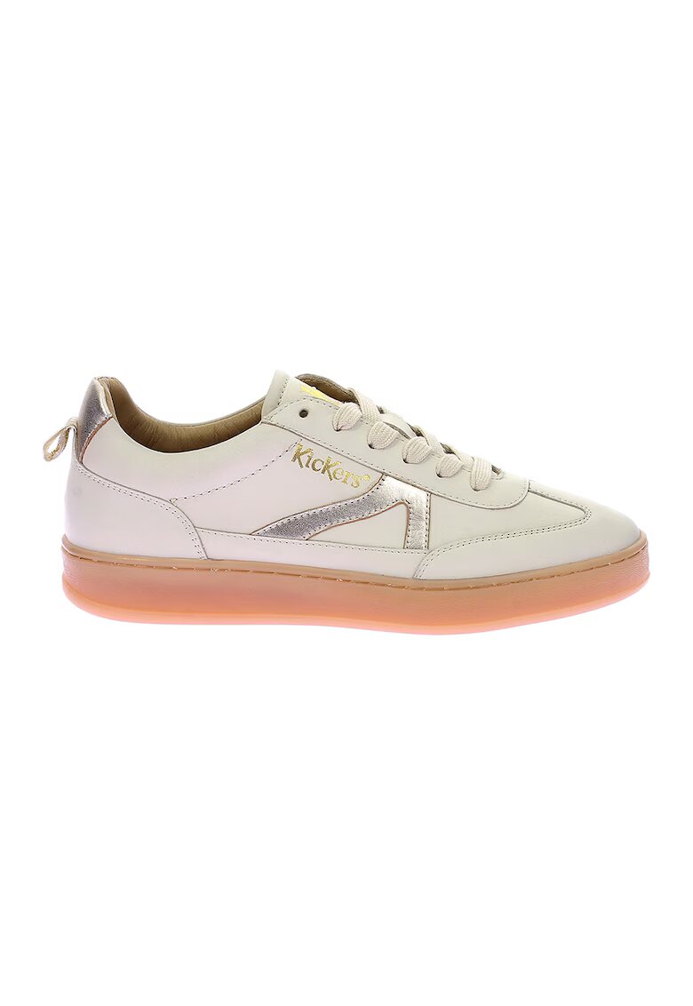 Kickers Pantofi sport low cut din piele - Alb murdar/Argintiu