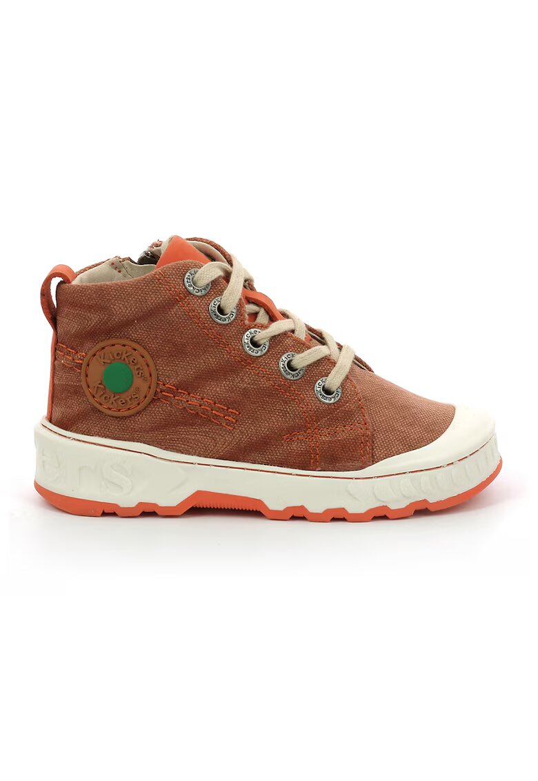 Kickers Pantofi sport mid-high textili cu aplicatie logo - Portocaliu persan