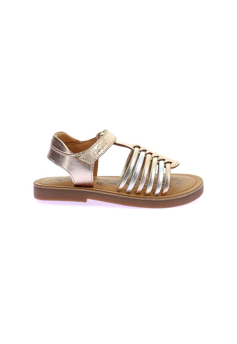 Kickers Sandale de piele cu velcro - Auriu/Argintiu
