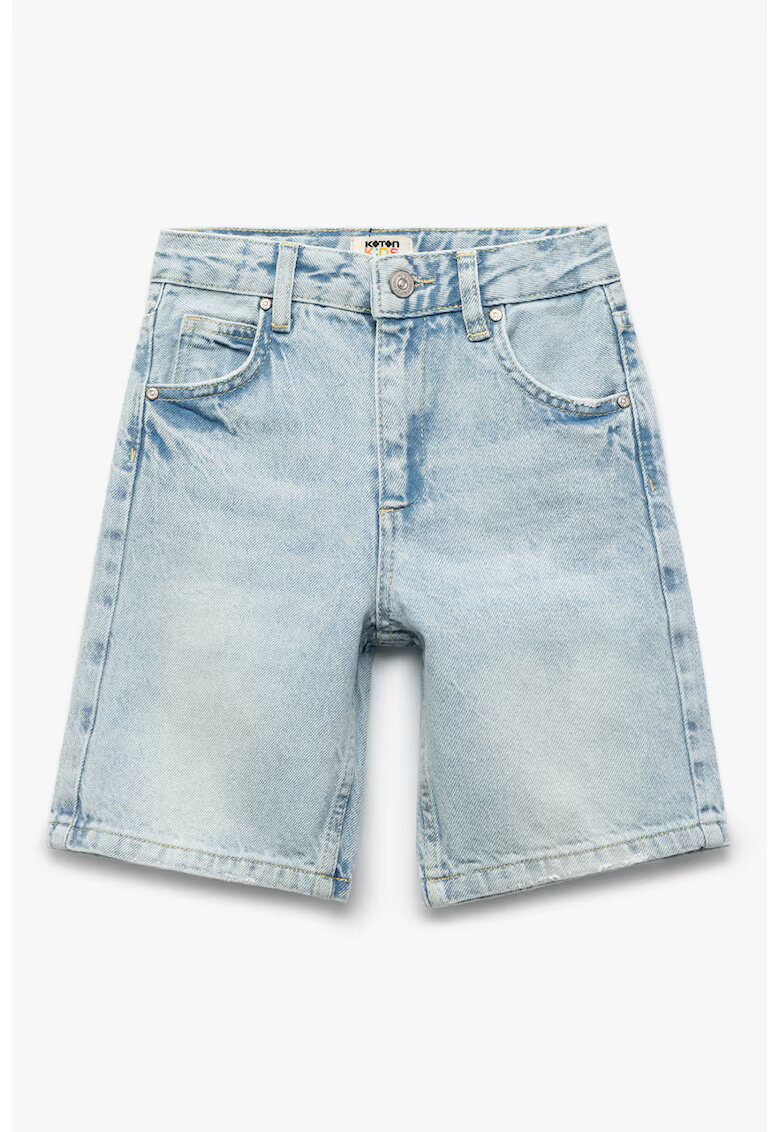 KOTON Bermude din denim cu aspect decolorat - Albastru deschis melange