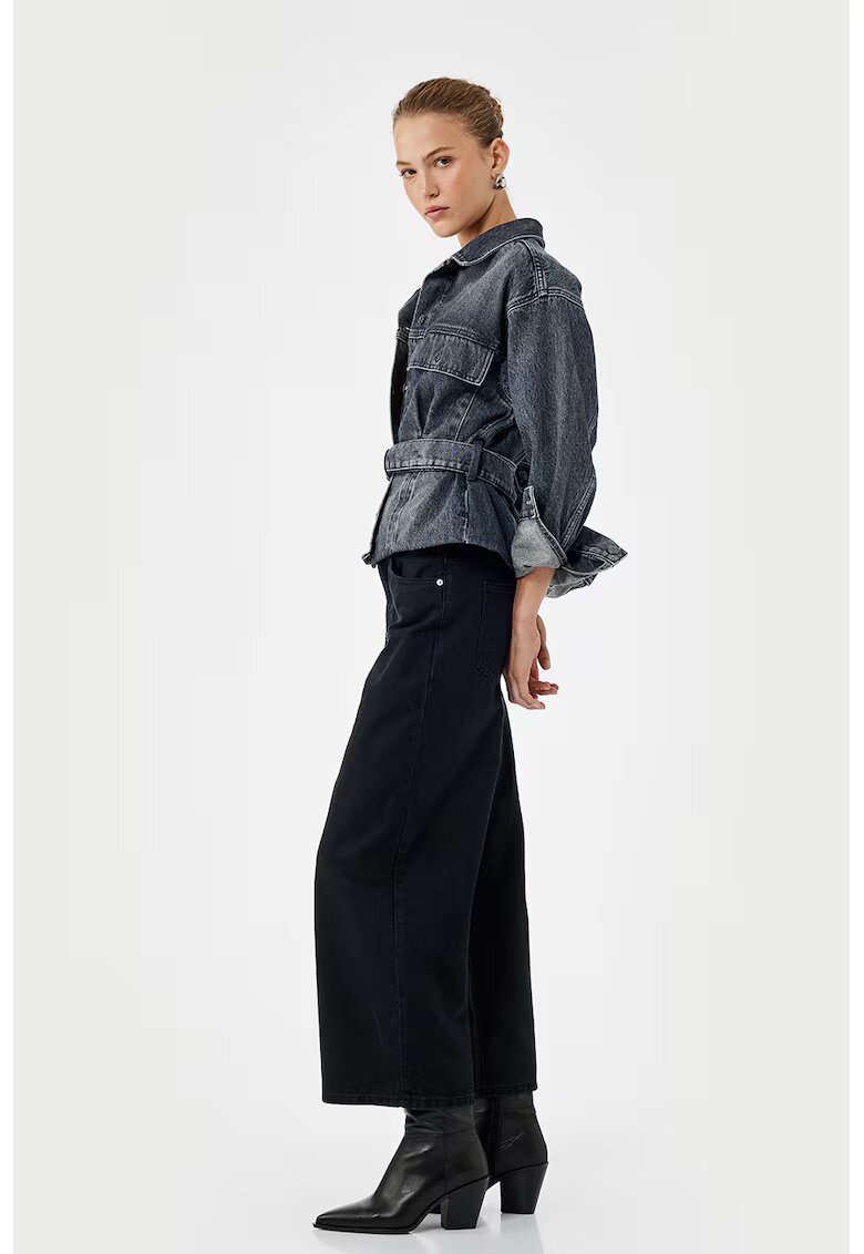 KOTON Blugi crop cu croiala ampla - Negru