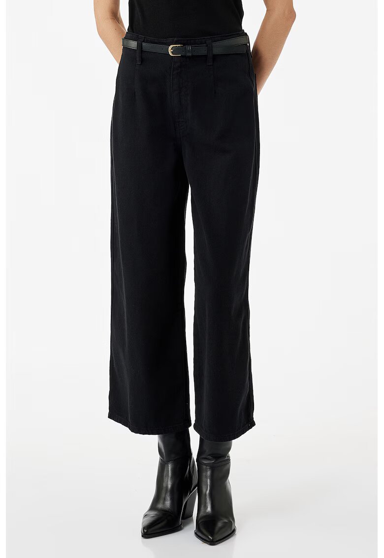 KOTON Blugi crop cu croiala ampla si curea - Negru