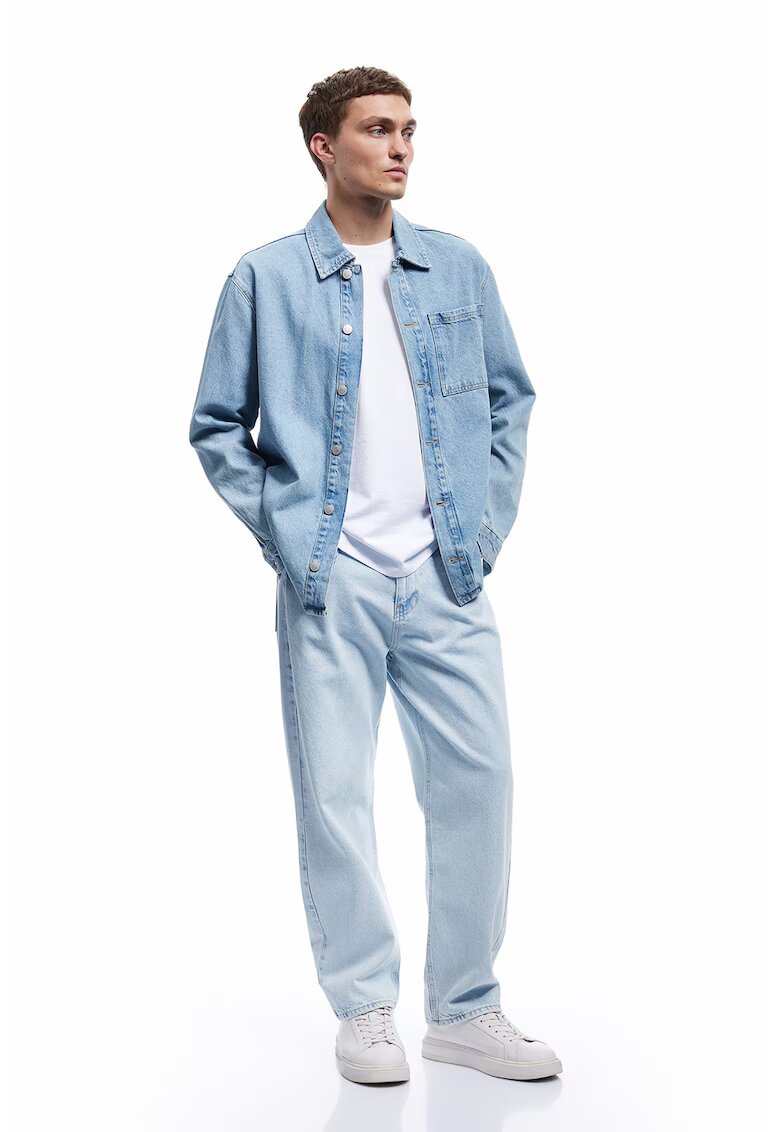 KOTON Blugi relaxed fit cu talie medie - Albastru deschis