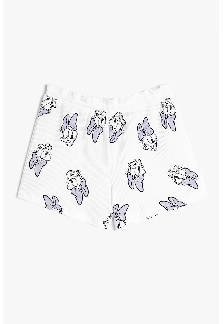 KOTON Blugi scurti cu model Daisy Duck - Alb/Gri
